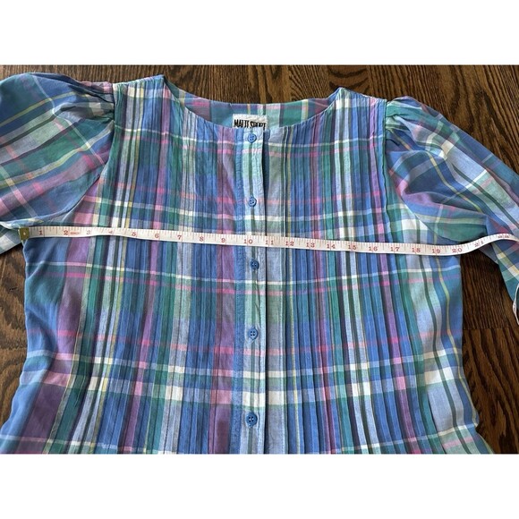 Vintage Matti Sport Pastel Plaid Cottage core PinTuck Midi 100% Cotton Dress‎ 10 - Picture 10 of 12
